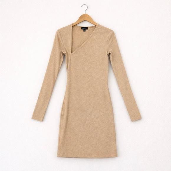 Michael Costello x REVOLVE Asym Ribbed Mini Dress Nude XXS - Picture 2 of 9